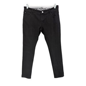 NIIHAI Union Jack Pocket Jeans Medium Black Skinny Y2K Punk Streetwear Aesthetic